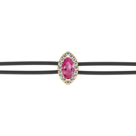 Bracelet cordon saphir rose entourage diamant Coup de Foudre - 5