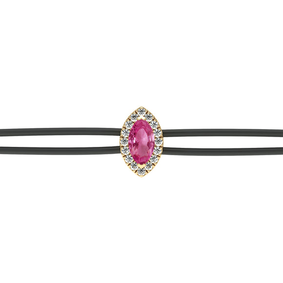 Bracelet cordon saphir rose entourage diamant Coup de Foudre - 5