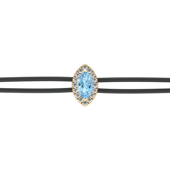 Bracelet cordon aigue-marine entourage diamant Coup de Foudre - 5