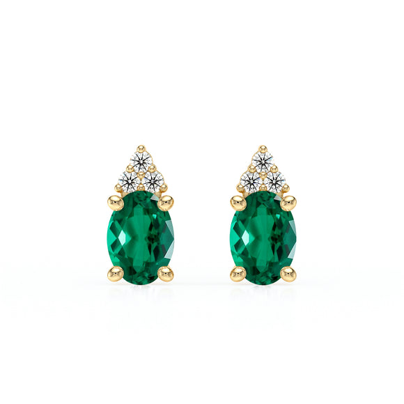 Boucles d'oreilles émeraude diamant Coucher de Soleil - 5