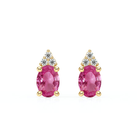 Boucles d'oreilles saphir rose diamant Coucher de Soleil - 5