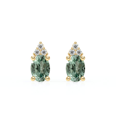 Boucles d'oreilles saphir vert diamant Coucher de Soleil - 5