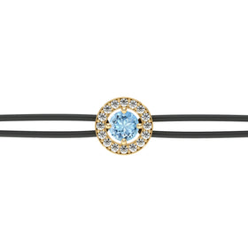Bracelet cordon entourage aigue-marine et diamant Promets Moi - 1