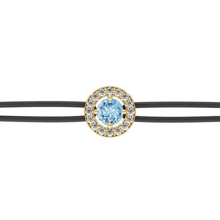 Bracelet cordon entourage aigue-marine et diamant Promets Moi - 1