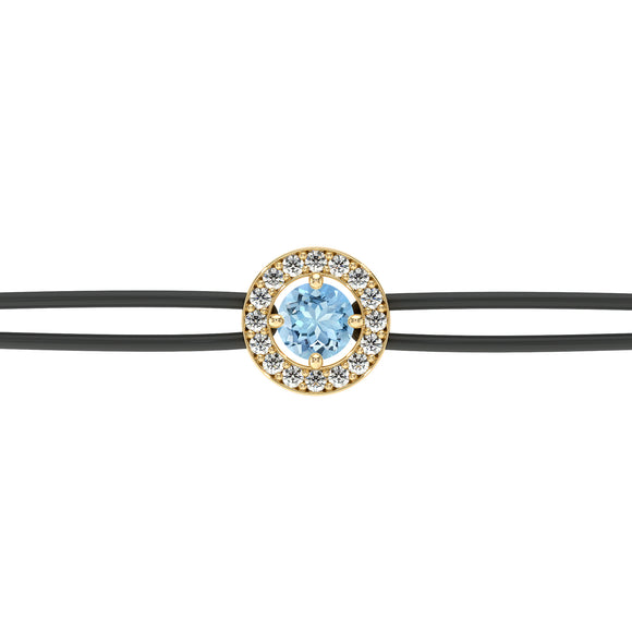 Bracelet cordon entourage aigue-marine et diamant Promets Moi - 1