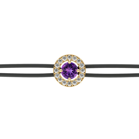 Bracelet cordon entourage améthyste et diamant Promets Moi - 1