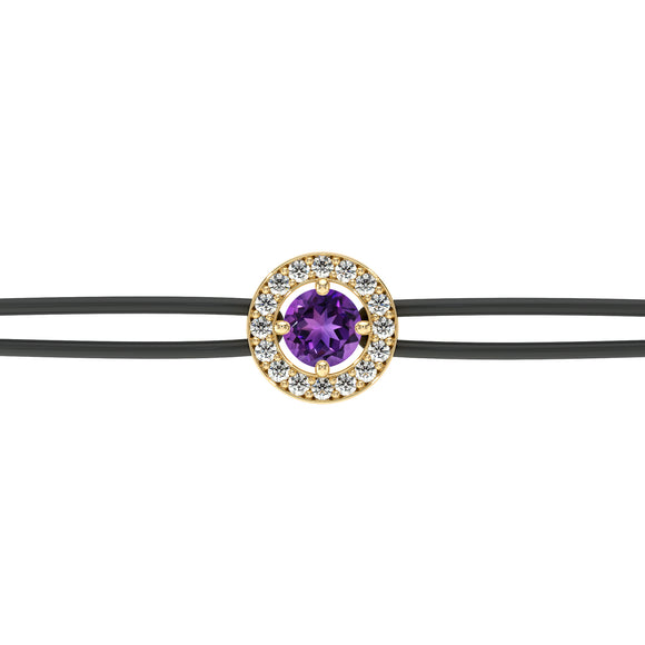 Bracelet cordon entourage améthyste et diamant Promets Moi - 1