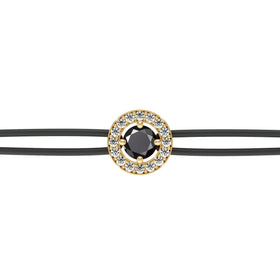 Bracelet cordon entourage diamant noir Promets Moi - 1