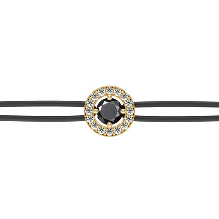 Bracelet cordon entourage diamant noir Promets Moi - 1