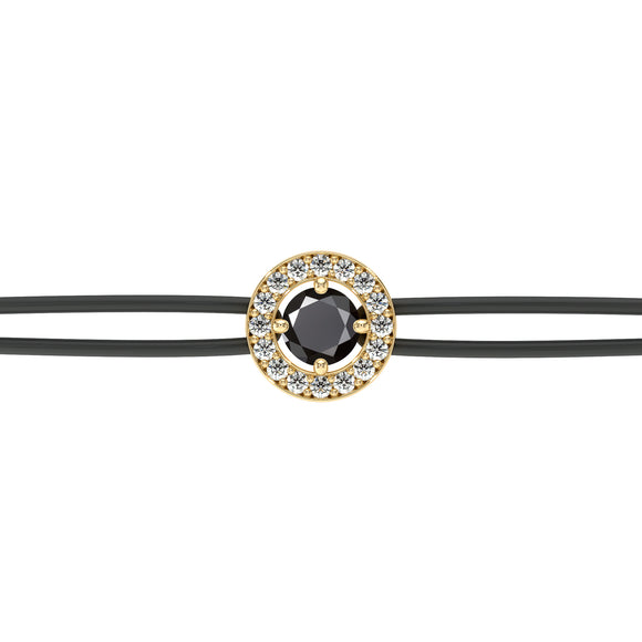 Bracelet cordon entourage diamant noir Promets Moi - 1