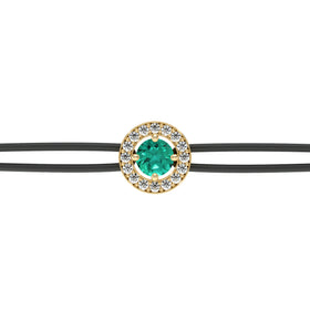 Bracelet cordon entourage émeraude et diamant Promets Moi - 1