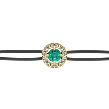 Bracelet cordon entourage émeraude et diamant Promets Moi - 1