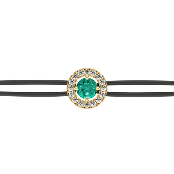 Bracelet cordon entourage émeraude et diamant Promets Moi - 1