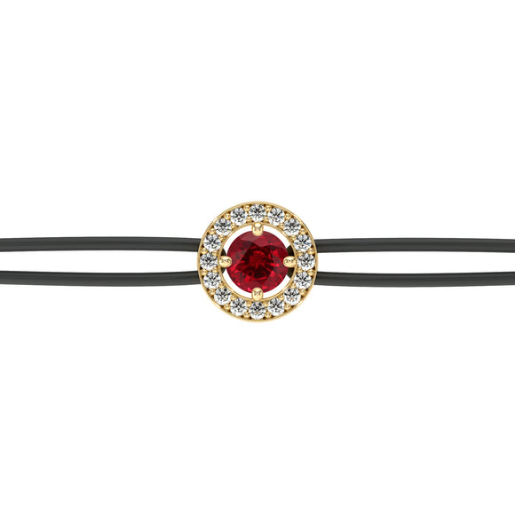 Bracelet cordon entourage rubis et diamant Promets Moi - 1