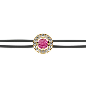 Bracelet cordon entourage saphir rose et diamant Promets Moi - 1