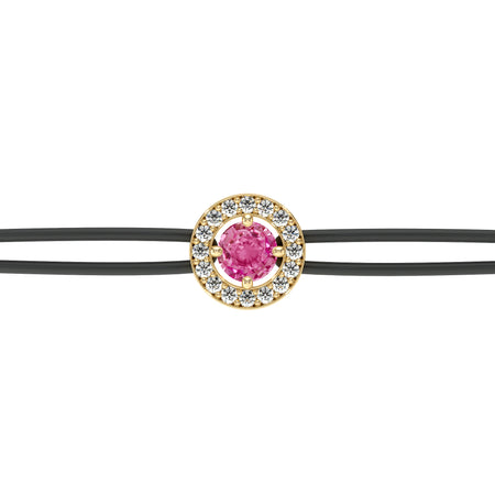 Bracelet cordon entourage saphir rose et diamant Promets Moi - 1