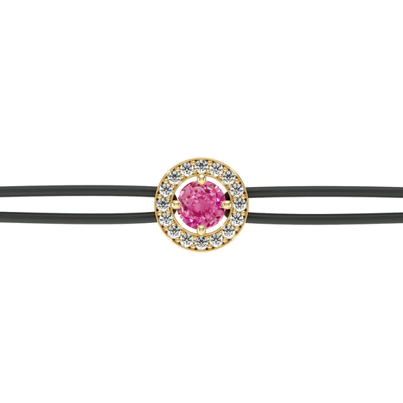 Bracelet cordon entourage saphir rose et diamant Promets Moi - 1