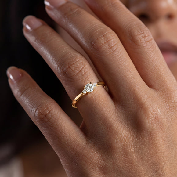 Bague trilogie émeraude et diamant Coucher de Soleil - 1