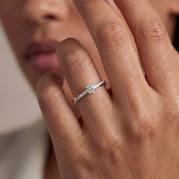 Solitaire accompagné rubis et diamant Pluie d’étoiles - 6