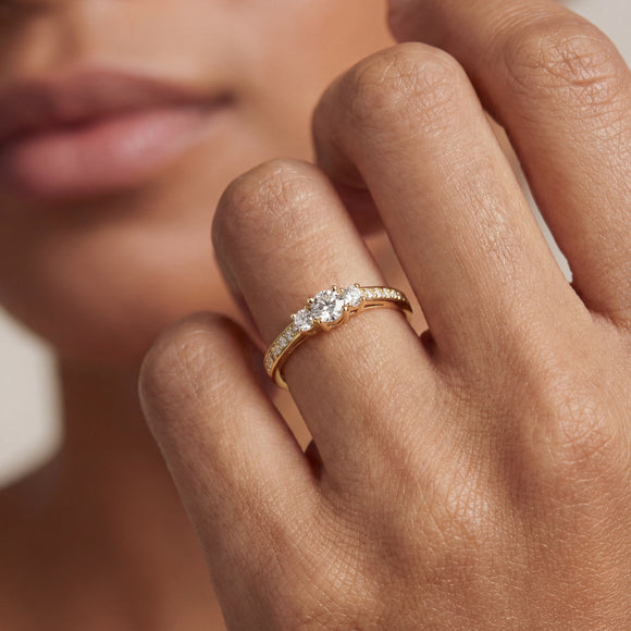 Solitaire accompagné saphir et diamant Pluie d’étoiles - 7