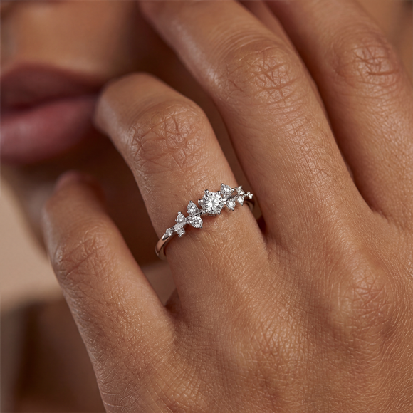 Solitaire accompagné saphir et diamant Pluie d’étoiles - 8