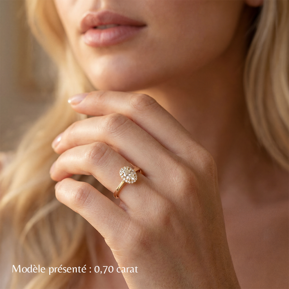 Bague entourage émeraude et diamant Promets Moi - 5