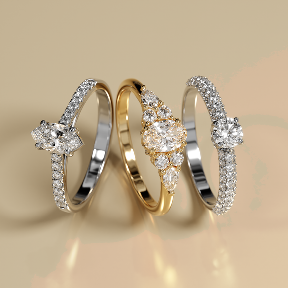 Solitaire accompagné diamant Pluie d'étoiles - 14