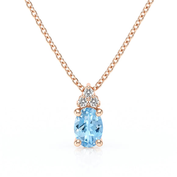 Pendentif aigue-marine et diamant Coucher de Soleil - 5