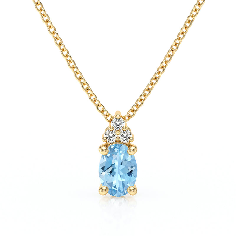 Pendentif aigue-marine et diamant Coucher de Soleil - 5