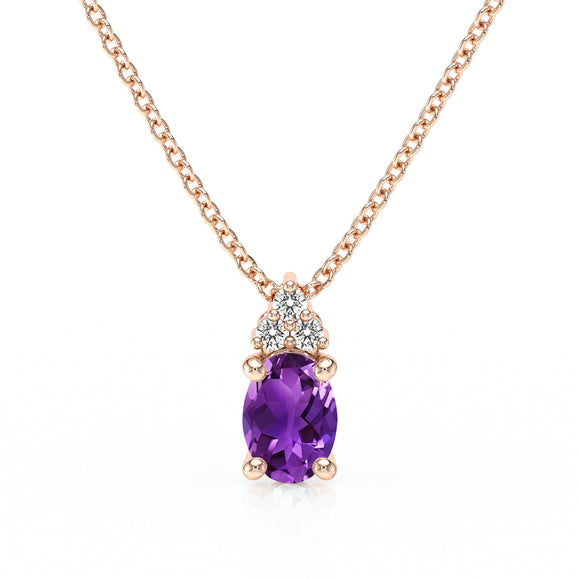 Pendentif améthyste et diamant Coucher de Soleil - 5