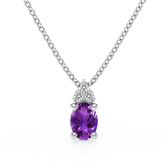 Pendentif améthyste et diamant Coucher de Soleil - 5