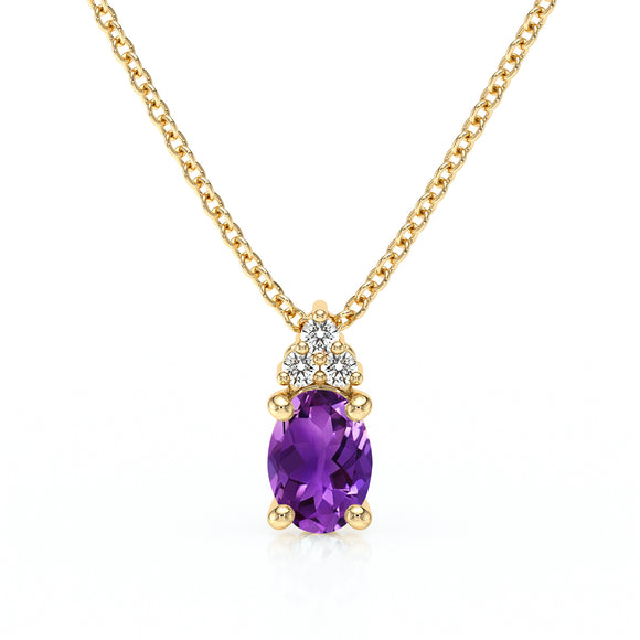 Pendentif améthyste et diamant Coucher de Soleil - 5