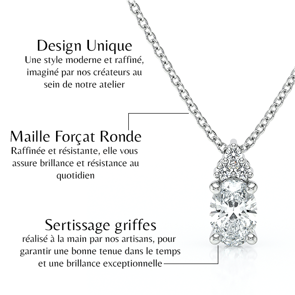 Pendentif saphir et diamant Coucher de Soleil - 5