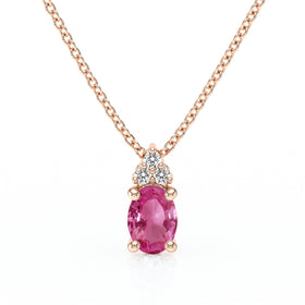 Pendentif saphir rose et diamant Coucher de Soleil - 5