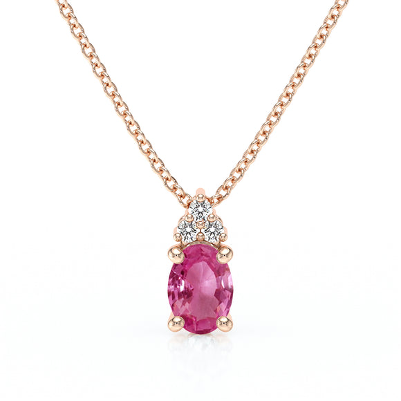 Pendentif saphir rose et diamant Coucher de Soleil - 5