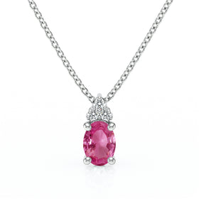 Pendentif saphir rose et diamant Coucher de Soleil - 5