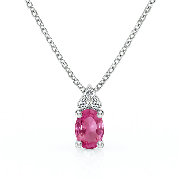 Pendentif saphir rose et diamant Coucher de Soleil - 5