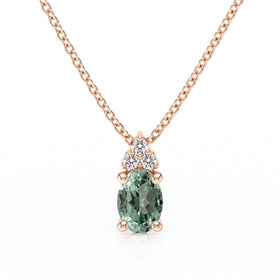 Pendentif saphir vert et diamant Coucher de Soleil - 5