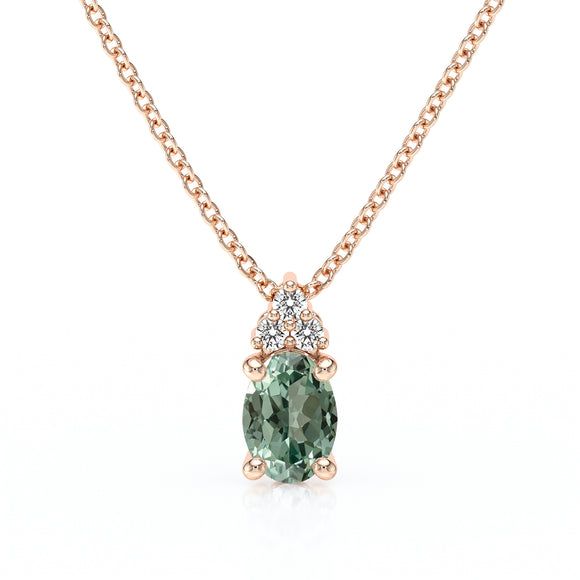 Pendentif saphir vert et diamant Coucher de Soleil - 5
