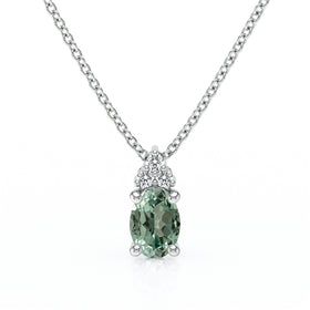 Pendentif saphir vert et diamant Coucher de Soleil - 5