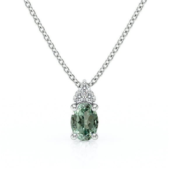 Pendentif saphir vert et diamant Coucher de Soleil - 5