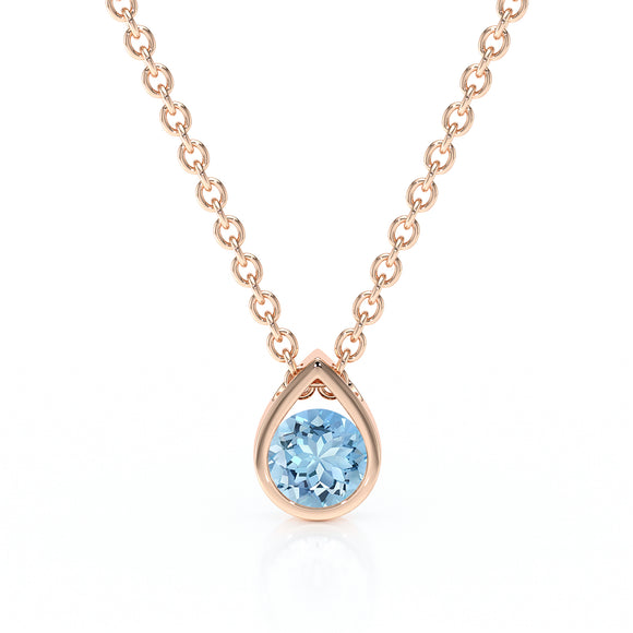 Pendentif solitaire aigue-marine Amour de Minuit - 1