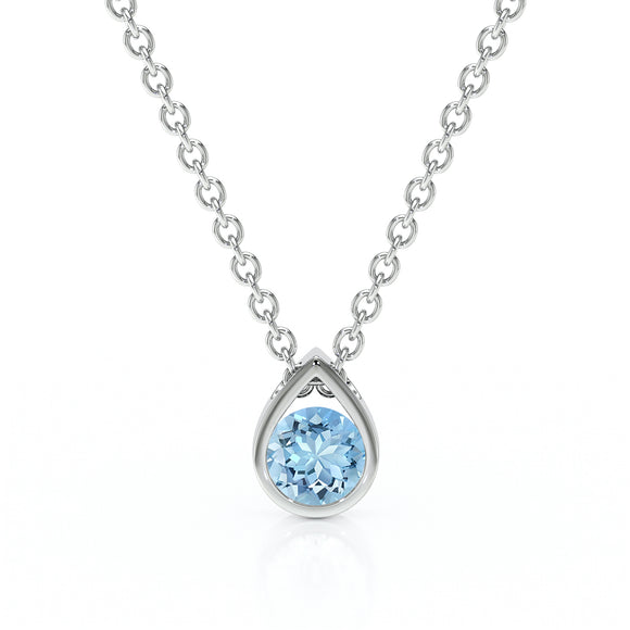 Pendentif solitaire aigue-marine Amour de Minuit - 1