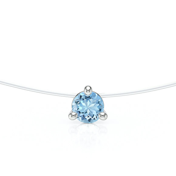 Pendentif solitaire aigue-marine Lune de Miel - 10
