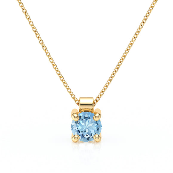 Pendentif solitaire aigue-marine Lune de Miel - 1