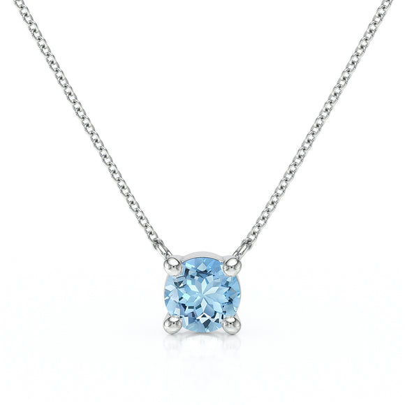 Pendentif solitaire aigue-marine Lune de Miel - 2