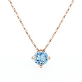 Pendentif solitaire aigue-marine Lune de Miel - 3