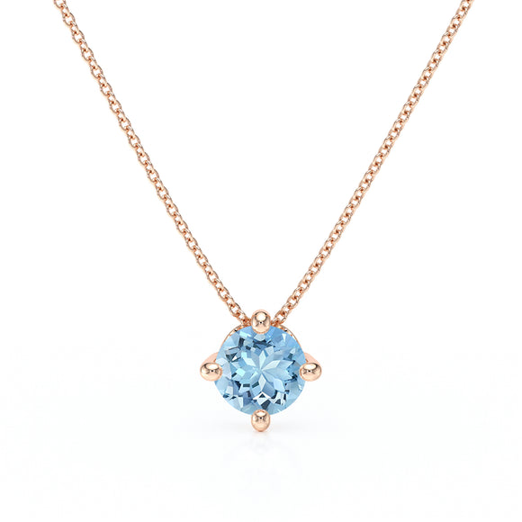 Pendentif solitaire aigue-marine Lune de Miel - 3