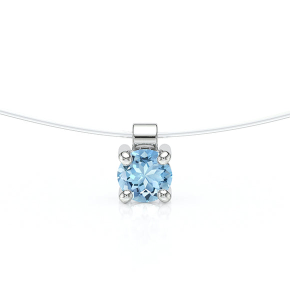 Pendentif solitaire aigue-marine Lune de Miel - 8