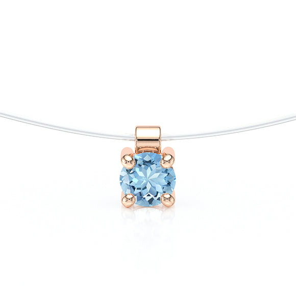 Pendentif solitaire aigue-marine Lune de Miel - 8